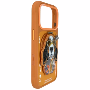 Nimmy Cool&Cute 2.0 Koira Suojakuori iPhone 17 Pro Magneettisella ripustimella - oranssi