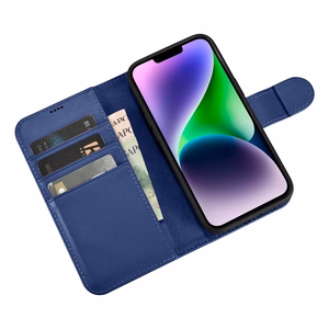iCarer Lompakko Kotelo 2in1 Cover iPhone 14 Plus Anti-RFID Nahka Flip Case Sininen (WMI14220727-BU)