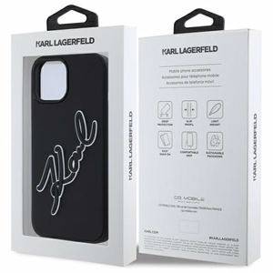 KARL LAGERFELD Suojakuori iPhone 15:lle KLHCP15S3DRKSDLK (3D Rubber Signature) musta