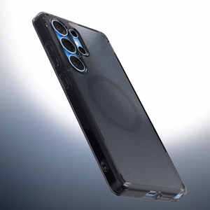 Spigen Ultra Hybrid Mag Suojakuori MagSafella Samsung Galaxy S25 Edge:lle - musta puoliläpinäkyvä
