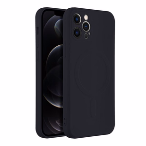 Silikoninen Mag Cover iPhone 12 PRO:lle yhteensopiva MagSafen kanssa musta