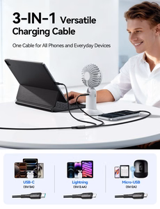 USB Kaapeli Joyroom S-A61 USB-A USB-C/Lightning/MicroUSB 3.5A 1.2m musta