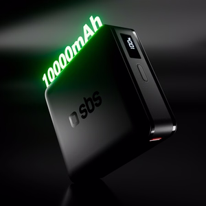SBS HD 30W 10000mAh USB-C Powerbank with LCD Display - Black