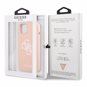 Guess GUHCP13SLS4GWPI iPhone 13 mini 5.4" vaaleanpunainen/vaaleanpunainen kova kotelo Silikoni 4G Logo