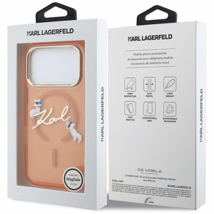 Karl Lagerfeld IML Choupettes Karl Script Logo MagSafe Suojakuori iPhone 17 Pro Max - Oranssi