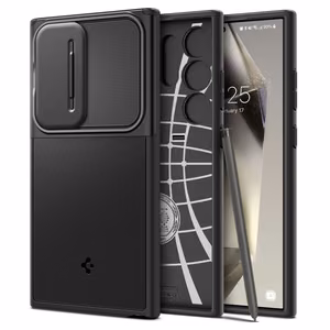 Spigen Optik Armor suojakuori Samsung Galaxy S24 Ultra:lle musta