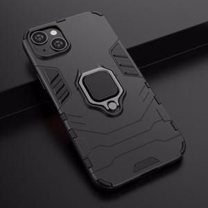 Ring Armor tapauksessa iPhone 14 panssaroitu kansi magneettinen haltija rengas musta