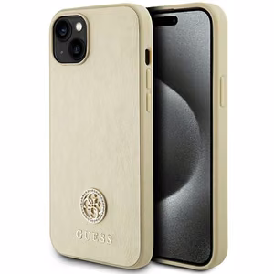 Guess suojakuori iPhone 13 / 14 / 15:lle GUHCP15SPS4DGPD (Nahkainen 4G Metal Logo Strass) kultainen