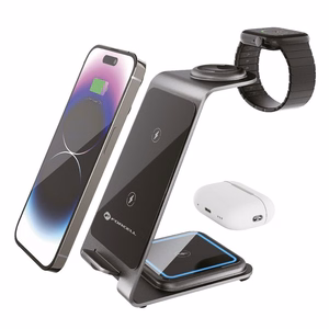 Forcell F-ENERGY Simply Charge 3in1 alumiini Apple Watch ja Samsung Watch -yhteensopiva harmaa