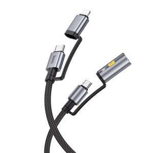 Hoco All-in-one -kaapeli USB-C / Lightning – USB-C / autosytytinlaturi PD 3A 60W 1,2m U138 harmaa