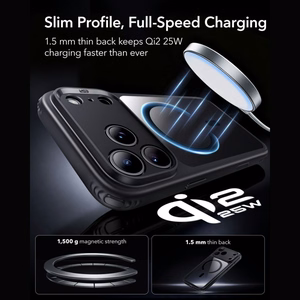 ESR Classic Hybrid MagSafe suojakuori mallille iPhone 18 Pro / 17 Pro – läpinäkyvä musta
