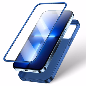 Joyroom 360 Full Case etu- ja takakuori iPhone 13 Pro Max + karkaistu lasi näytönsuoja sininen (JR-BP928 sininen)