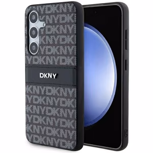 DKNY Nahkainen Mono Raita ja Metallinen Logo Suojakuori Samsung Galaxy S24:lle - musta