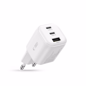 Tech-Protect NCA100W-GaN 3-liitäntäinen 100 W PD 3.2/QC 3.0 -verkkolaite – valkoinen