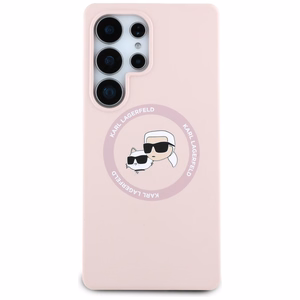 Karl Lagerfeld Suojakuori Samsung S25 Ultralle KLHMS25LSKCHTCP (Magneettinen Silikoninen Double Heads) Vaaleanpunainen