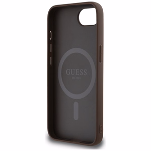 Guess HC MagSafe PU 4G Ring Triangle Logo Suojakuori iPhone 16e:lle - Ruskea