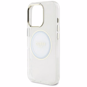 Guess IML Metal Colored Circle Classic Logo MagSafe Suojakuori iPhone 16 Pro:lle - valkoinen