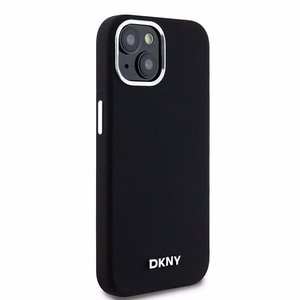 DKNY iPhone 15 / 14 / 13 6.1" Musta Suojakuori Liquid Silicone Metal Logo MagSafe