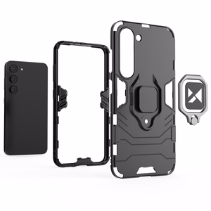 Wozinsky Ring Armor suojakuori Samsung Galaxy S23+:lle panssaroitu kuori magneettinen pidike rengas musta