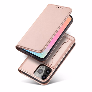 Magneetti Card Case tapauksessa iPhone 14 flip kansi lompakko jalusta vaaleanpunainen