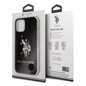 US Polo USHCP12LTPUHRBK Shiny Big Logo suojakuori laitteelle iPhone 12 Pro Max 6.7", musta