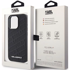 KARL LAGERFELD Suojakuori IPHONE 15 Prolle KLHCP15LPQKPMK (Quilted Pattern) musta
