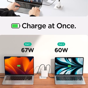 Spigen ArcStation Pro -laturi + USB-C 140 W -kaapeli - valkoinen