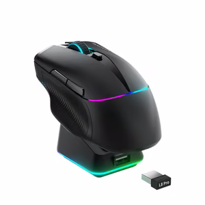 Machenike L8 Pro wireless gaming mouse with charging station - black