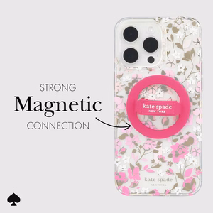 Kate Spade New York Magnetic Loop Grip -magneettinen MagSafe-sormipidike puhelimelle, Pom Pom Pink
