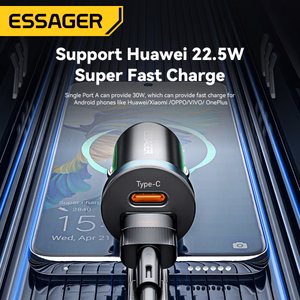 Autolaturi Essager Rui Mini musta 30W (1xPD / 1xQC3.0)