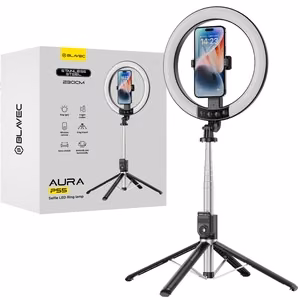 Blavec selfie-rengasvalo Aura LED rengas P-55 25cm kolmijalka + kaukosäädin + 2,3 m (RLP55-TRB23) musta