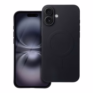 Silikoninen Mag Cover (iso reikä) (MagSafe) iPhone 16 Plus:lle musta