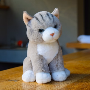 Rappa Soft Collection ympäristöystävällinen realistinen istuva harmaa kissapehmolelu, 23 cm