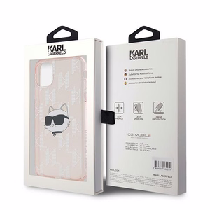 Karl Lagerfeld IML Choupette Head & Monogram suojakuori iPhone 11 / Xr:lle - vaaleanpunainen