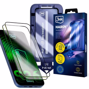 3mk Hardy Hardura 9H LCD -karkaistu lasi aplikaattorilla Samsung Galaxy S26:lle, musta (2 kpl)