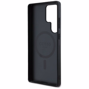 Guess 4G Round Patch Classic Logo MagSafe -suojakuori Samsung Galaxy S25 Ultra pinkki
