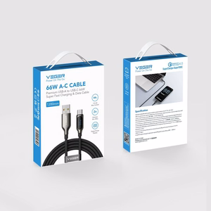 Kaapeli LED-merkkivalolla, tyyppi C – tyyppi C, VEGER PD 5A 100W CC1-ZSD, 1,5 m, musta