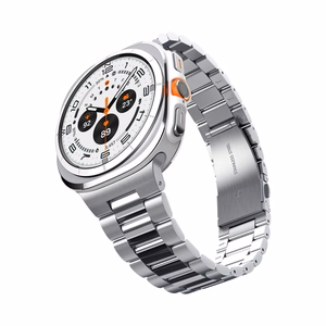 Spigen Modern Fit Band -metalliranneke Samsung Galaxy Watch Ultra 47 mm -kellolle, hopea
