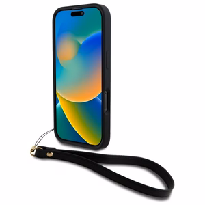 DKNY Wrist Strap Stock Logo Suojakuori iPhone 16 Pro Max:lle - musta