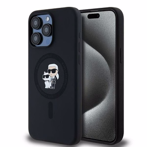 KARL LAGERFELD Suojakuori IPHONE 15 Pro Max yhteensopiva MagSafe KLHMP15XSCMKCRHK (Silicone KC Body Ring) musta