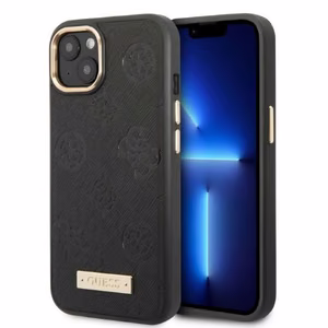 Guess GUHMP13MSAPSTK iPhone 13 6.1" musta/musta kova Suojakuori Peony Logo Plate MagSafe