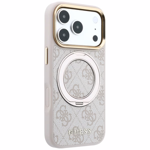 Guess Ring Stand 360 4G Classic Logo MagSafe suojakuori malleille iPhone 17 Pro Max / 18 Pro Max, vaaleanpunainen