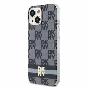 DKNY IML Ruudullinen Mono-kuvio ja Painetut Raidat MagSafe Suojakuori iPhone 15/14/13:lle - musta
