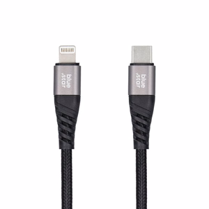 Kaapeli USB C - Lightning Blue Star 2,4A punottu 1,2 m TFK-DC-003 musta