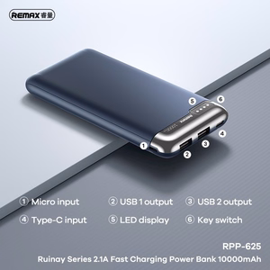 External battery Power Bank Remax RPP-625 10000mAh blue