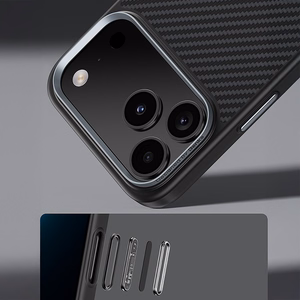 Benks Magnetic Armor Pro 600D -kevlar-kuori metallikehyksellä (C.K.FL.AP.BK.BA72) iPhone 18 Pro / 17 Pro -puhelimiin, musta