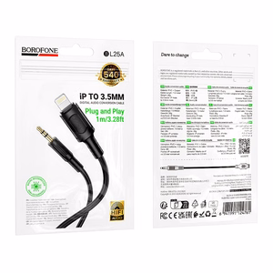 Borofone AUX-kaapeli BL25 Nice - Lightning - 3,5mm jack - 1 metri musta