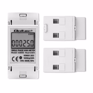 Qoltec 50899 – yksivaiheinen sähköinen energiamittari, 230 V, LCD, 2P, DIN-kisko