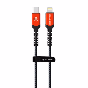 Blavec Raptor punottu kaapeli - Type-C - Lightning - PD 20W 2,4A 2 m Apple CarPlay (CRA-CL24BR20) musta ja punainen