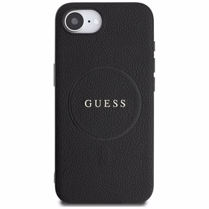 Guess HC MagSafe PU Grained Gold Ring suojakuori iPhone 16e:lle - musta